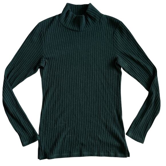 Artizia Wilfred Free Buswell Ribbed Turtleneck Top Dark Green Size Large - Picture 2 of 8